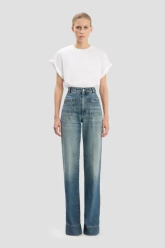 Alina stretchjeans i slitt blå vask