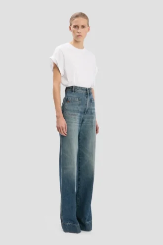 Alina stretchjeans i slitt blå vask