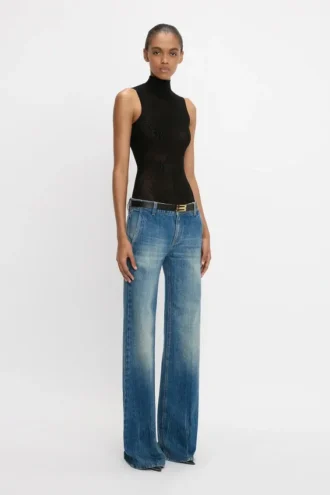 Bodysuit med høy hals i svart