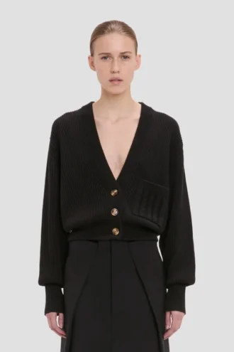 Cable Pocket Cardigan i svart