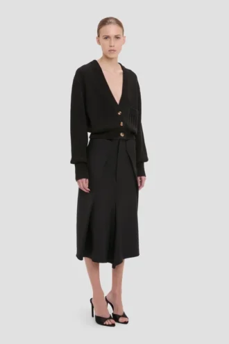 Cable Pocket Cardigan i svart