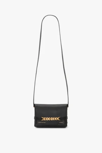 Chain pouch bag mini i svart skinn