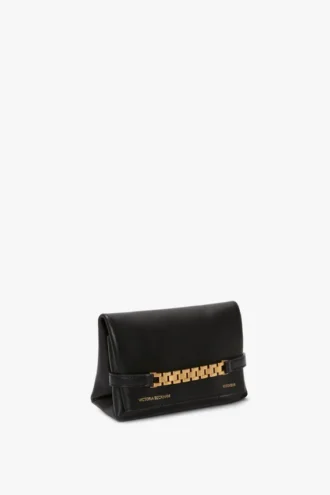 Chain pouch bag mini i svart skinn