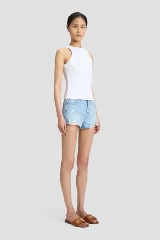 Distressed shorts i lyseblå vask