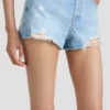 Distressed shorts i lyseblå vask