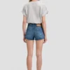 Distressed shorts i midtblå vask