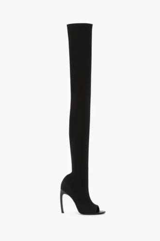 Harlow peep toe-støvler i stretchjersey 100 i svart Harlow peep toe-støvler i stretchjersey 100 i svart