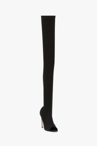 Harlow peep toe-støvler i stretchjersey 100 i svart Harlow peep toe-støvler i stretchjersey 100 i svart