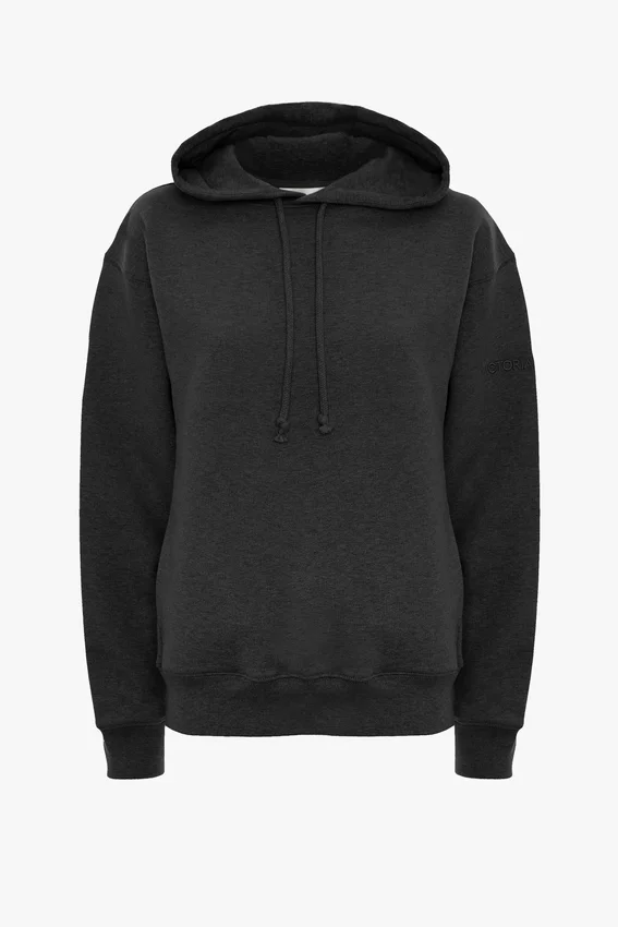 Hettegenser med brodert logo i svart Hettegenser med brodert logo i svart