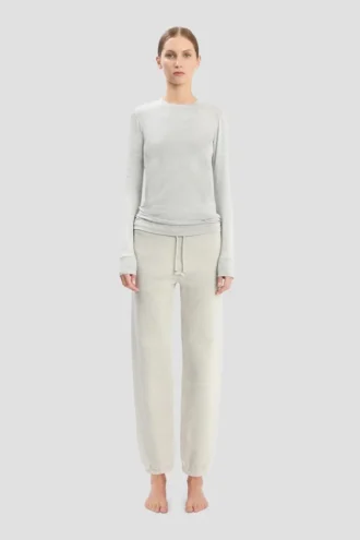 Joggebukse med brodert logo i grå melert