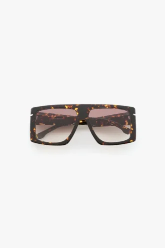 Oversized flat top-ramme i havana