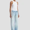 Ribbet tank-top i hvitt
