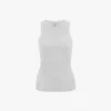 Ribbet tank-top i hvitt