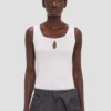 Split tank top i hvitt