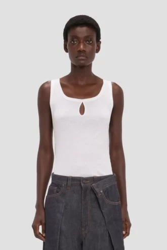 Split tank top i hvitt