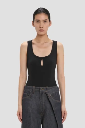 Split tank top i svart