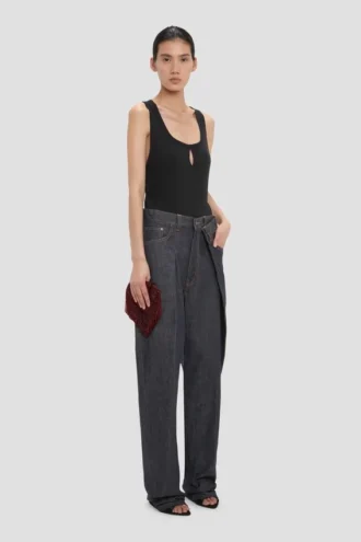 Split tank top i svart