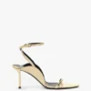 The Victoria stilett-sandaler med pynt, 75 mm, i sandfarget sateng