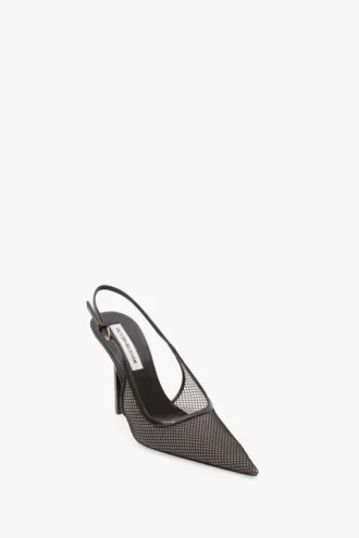The Victoria stiletto slingback 100 i svart mesh