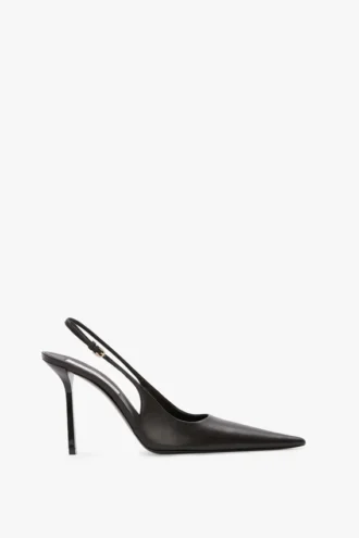 The Victoria stiletto slingback 100 i svart skinn