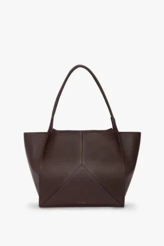 The Victoria stor totebag i burgunderfarget skinn