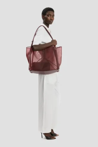 The Victoria tote bag large i burgunder mesh