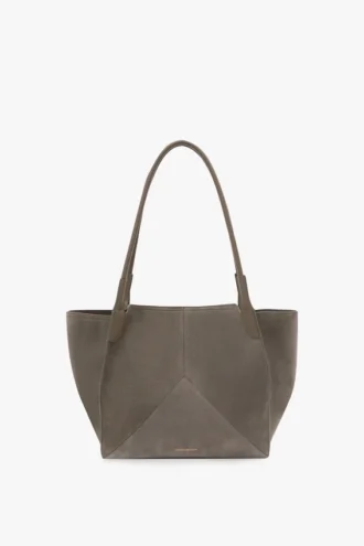 The Victoria-veske i grått suede