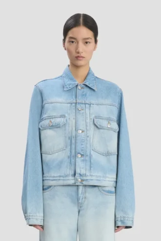 Truckerjakke i denim i tradisjonell blå