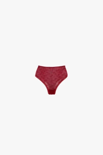 Truse med monogram i blonder i poppy red