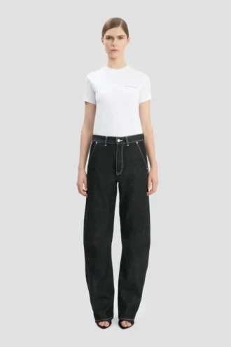 Twisted slouch-jeans i vasket svart