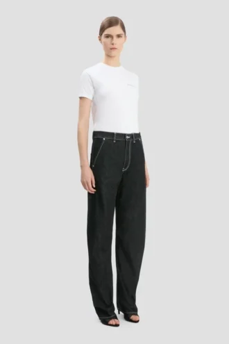 Twisted slouch-jeans i vasket svart