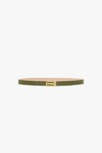 Vanlig Dorian-belte i glatt skinn i khaki Vanlig Dorian-belte i glatt skinn i khaki